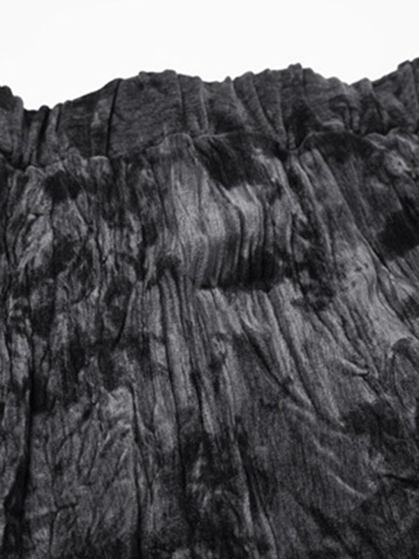 Elastics Pleated Printed High Waisted Loose Skirts