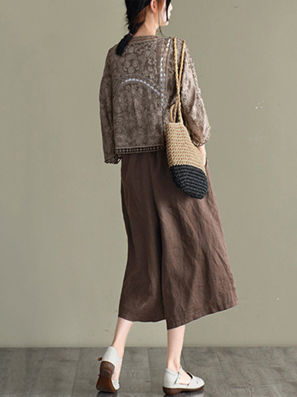 Seven-Quarter Sleeves Crochet Hollow Solid Color Outerwear