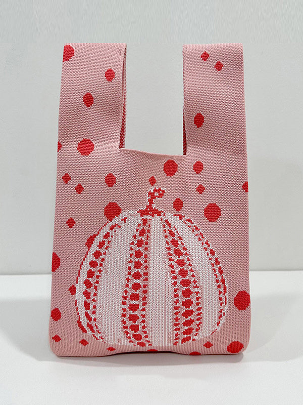 Polka-Dot Split-Joint Woven Handbags Bags