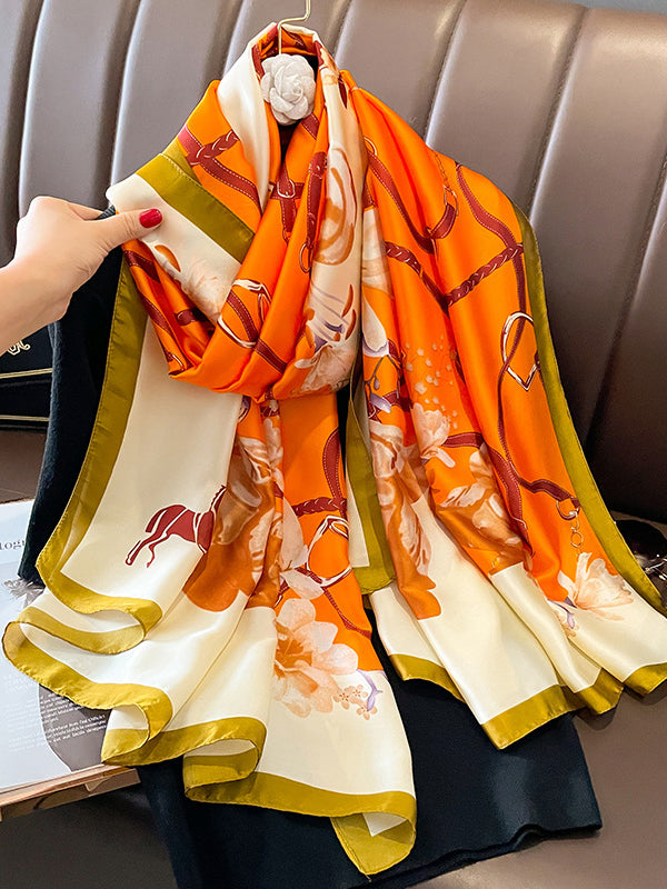 Contrast Color Printed Sun-Protection Shawl&Scarf