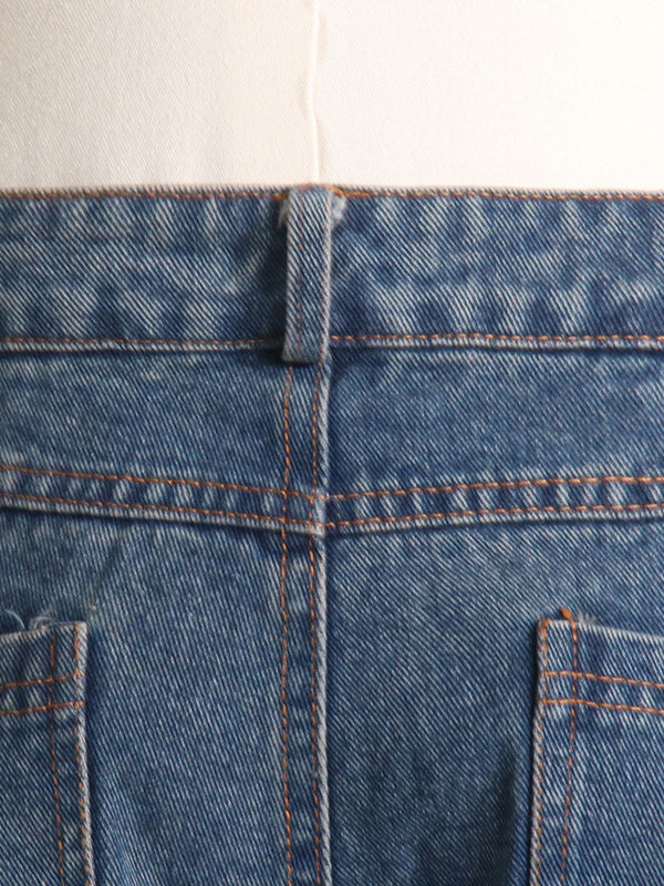 Asymmetric Split-joint Fringed Boat Neck Vest Top+ High Waisted Belted Jeans Bottom Two Pieces Set