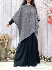 Asymmetric Batwing Sleeves Loose Round-Neck Outerwear Cape
