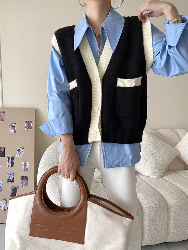 Long Sleeves Solid Color Zipper Lapel Collar Blouses