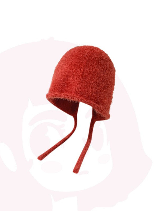Keep Warm Solid Color Tied Hats&Caps