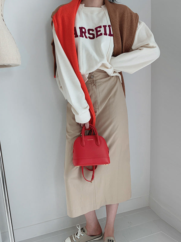 Casual Asymmetric Lapel Split-Joint Letter Print Sweatshirt