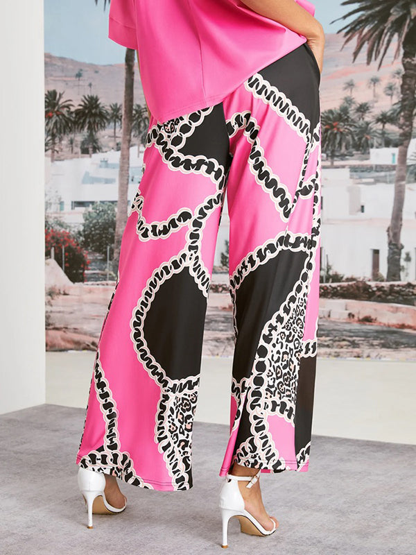 Drawstring Elasticity Leopard Printed High Waisted Loose Trousers Pants