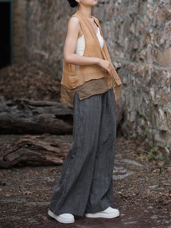 Elasticity Pockets Tie-Dyed Wide Leg Trousers Casual Pants Bottoms
