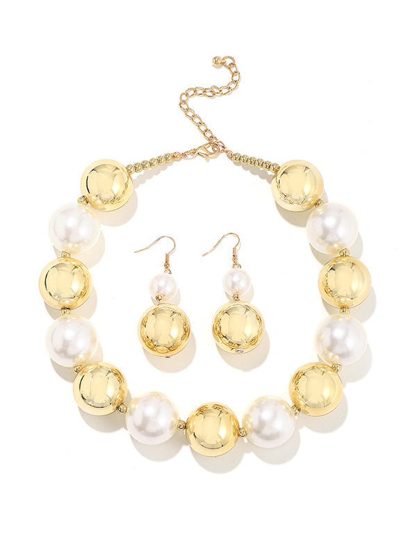 Contrast Color Geometric Necklaces Accessories + Drop Earrings