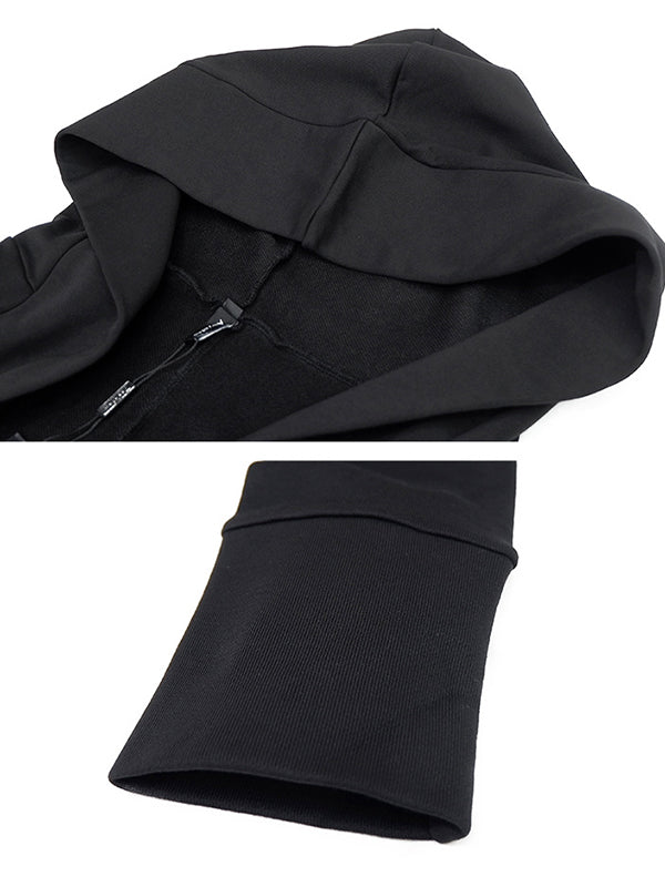 Original Solid Irregularity Elasticity Hooded Outwear