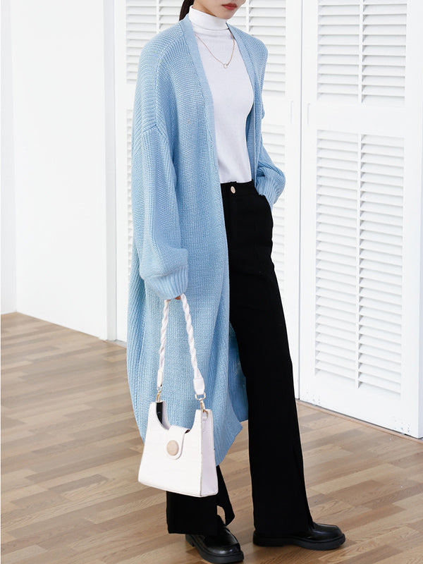 Urban Loose Solid Color Cardigan Tops