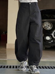 High-Waisted Pleated Solid Color Loose Wide Leg Trousers Casual Pants Bottoms