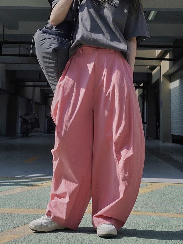 Solid Color Split-Joint Loose Wide Leg Trousers Casual Pants Bottoms