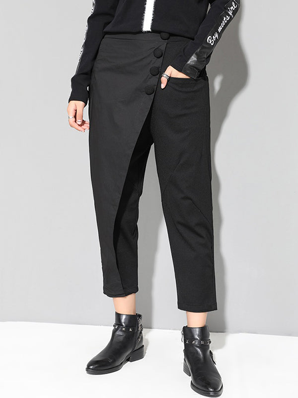 Leisure Irregularity Solid Color Harem Pants