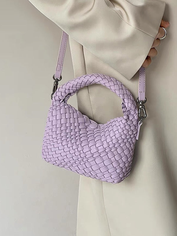 Cute Solid Color Woven Handbags Bags