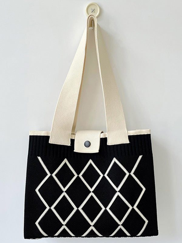 Plaid Pleated Woven Handbags Bags