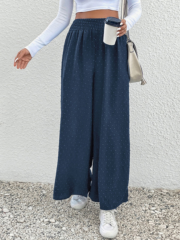 Elasticity Jacquard Wide Leg Trousers Pants