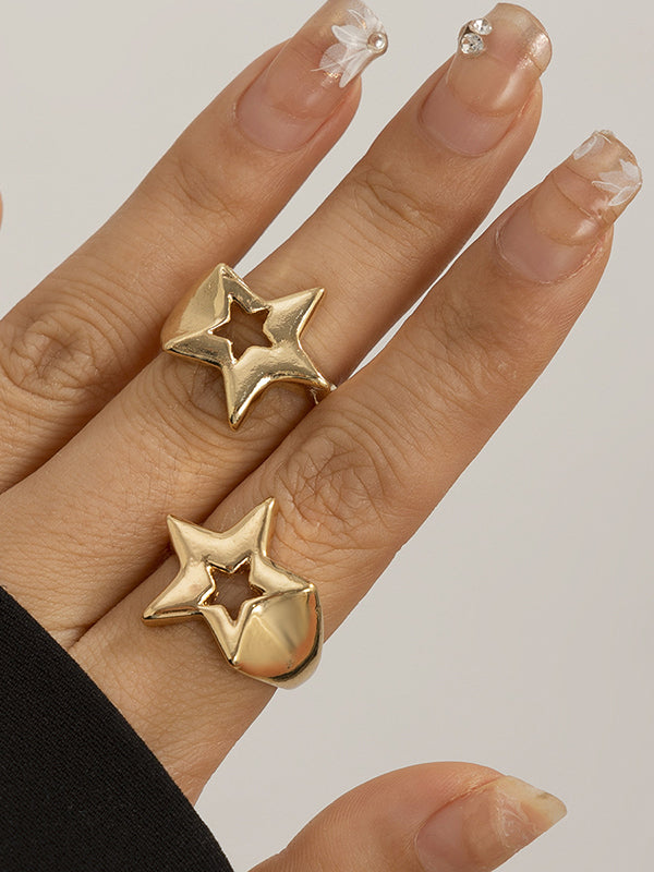 Adjustable Hollow Star Shape Normcore Rings Accessories
