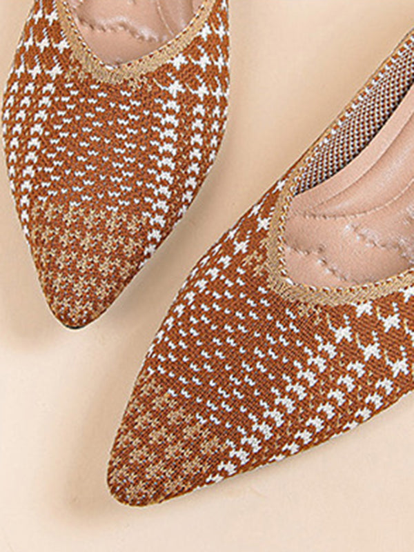 Houndstooth Pointed-Toe Shoes Pumps