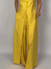 Loose Wide Leg Solid Color Split-Joint Pants Trousers