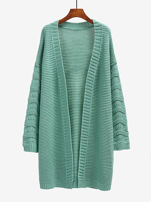 Urban Loose Solid Color Jacquard Cardigan Top