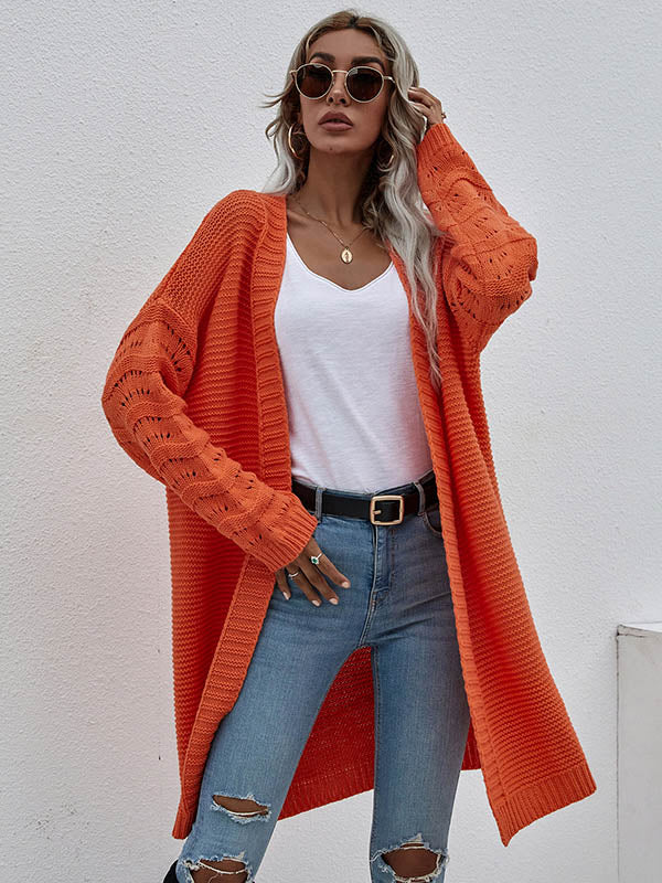 Urban Loose Solid Color Jacquard Cardigan Top