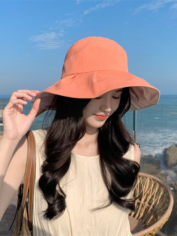 Bowknot Pleated Split-Joint Sun Hat Fisherman Hat