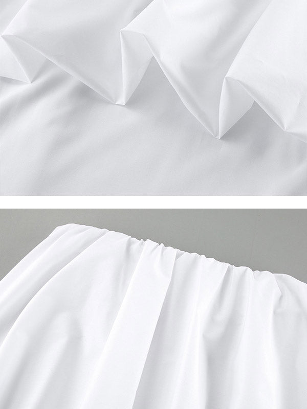 Elasticity Pleated Solid Color Split-Joint High-Low Sleeveless Tube Blouses&Shirts Tops