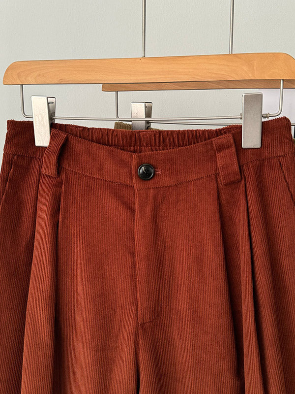 Elasticity Pleated Split-Joint High Waisted Loose Trousers Pants