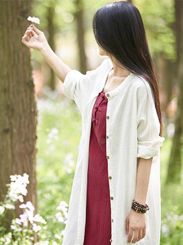 Soft White Ramie Cotton Linen Cover-up Cardigan