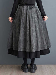 Elasticity Jacquard Pleated Pockets High Waisted Loose Wide Leg Pants Culotte