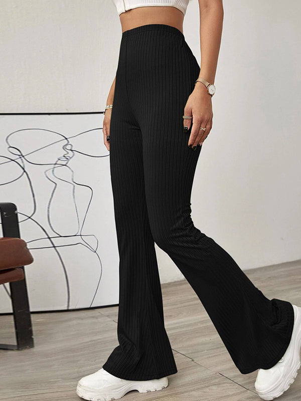 Going Out Flared Pants Skinny Elastics Solid Color Casual Pants Bottoms