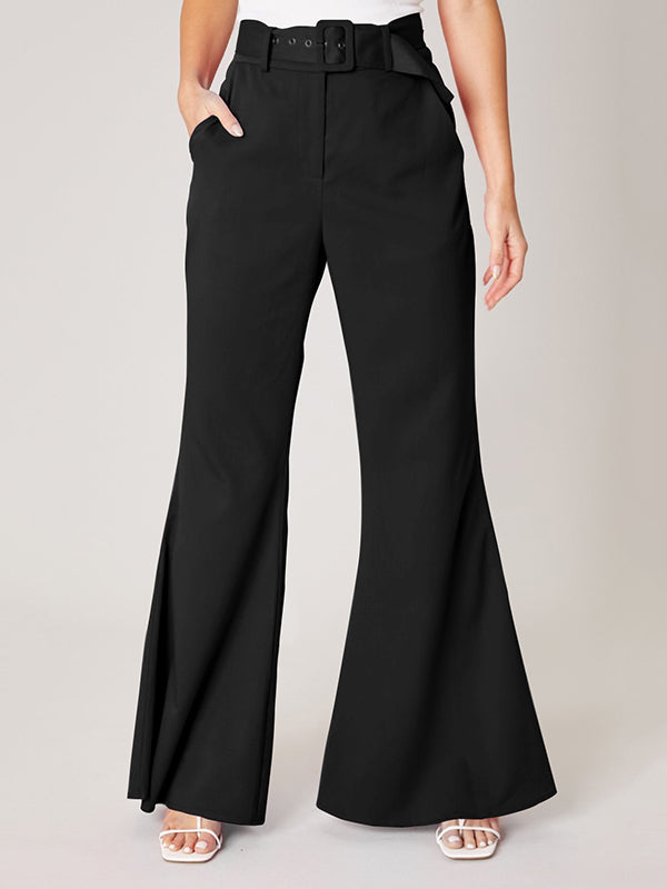 High Waisted Loose Solid Color Pants Trousers