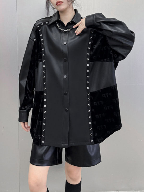 Buttoned Split-Joint High-Low Long Sleeves Lapel Blouses&Shirts Tops