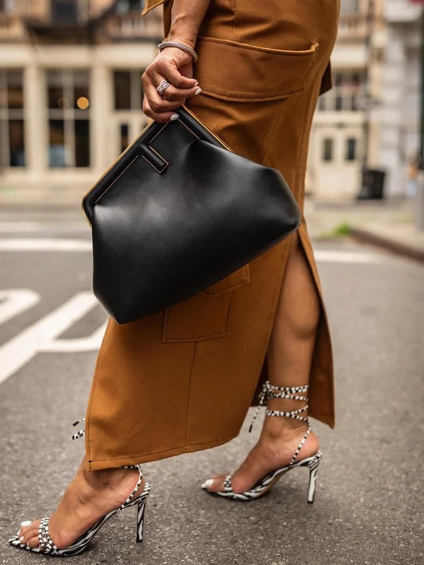 Belted Pleated Pockets Split-Back Split-Front Split-Joint Zipper Loose Skirts Bottoms