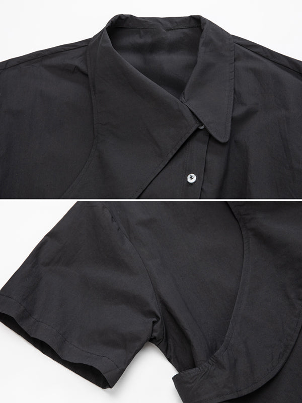 Stylish BF Asymmetric Lapel Blouse