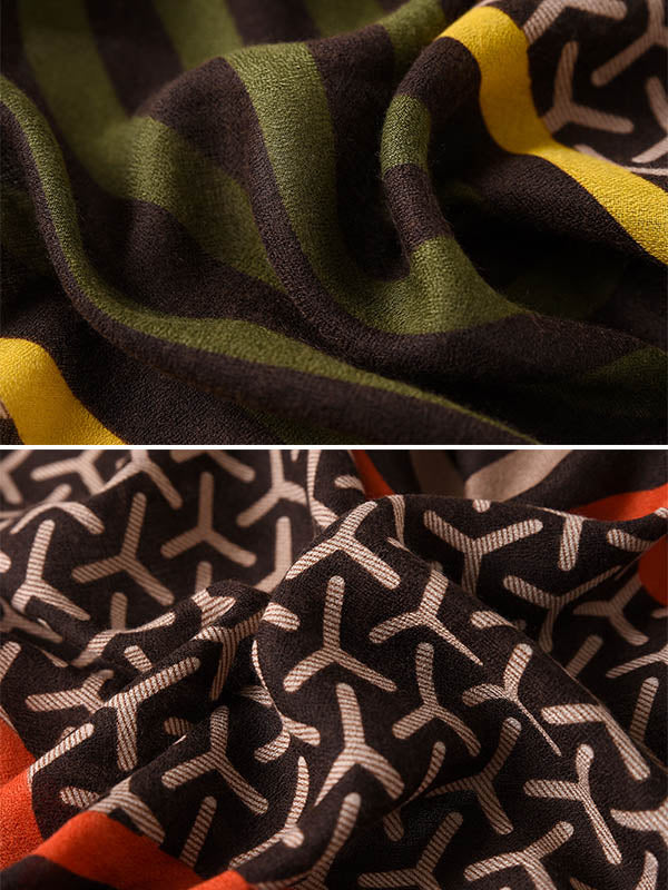 Stripe Print Warm Sun-Proof Silk Scarf