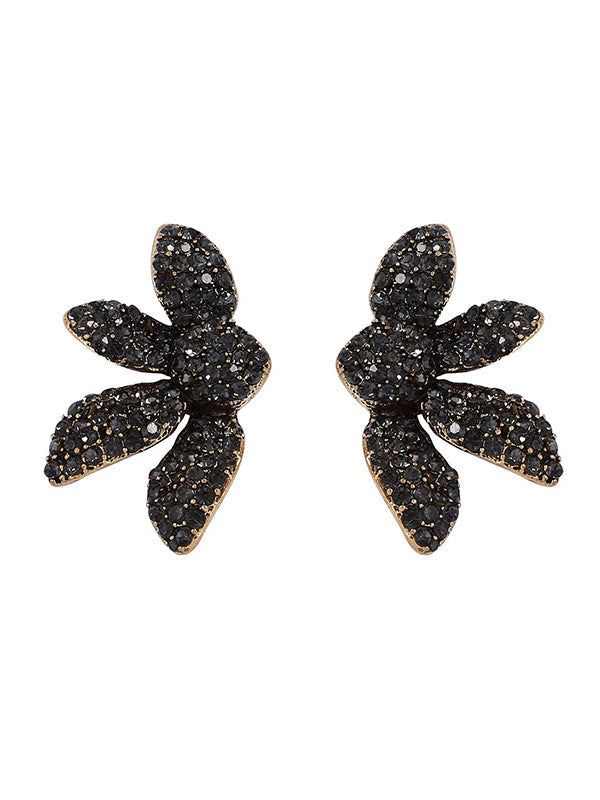 Flower Shape Geometric Rhinestone Shiny Earrings Accessories