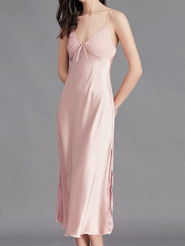 Solid Color Loose Sleeveless Spaghetti-Neck Babydolls Nightdress