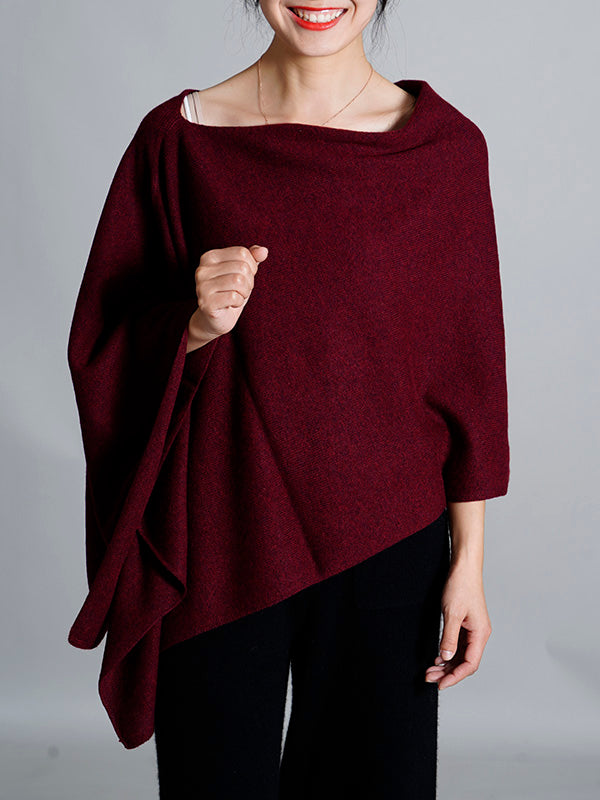 100% Cashmere Solid Color Cape Shawl&Cloak