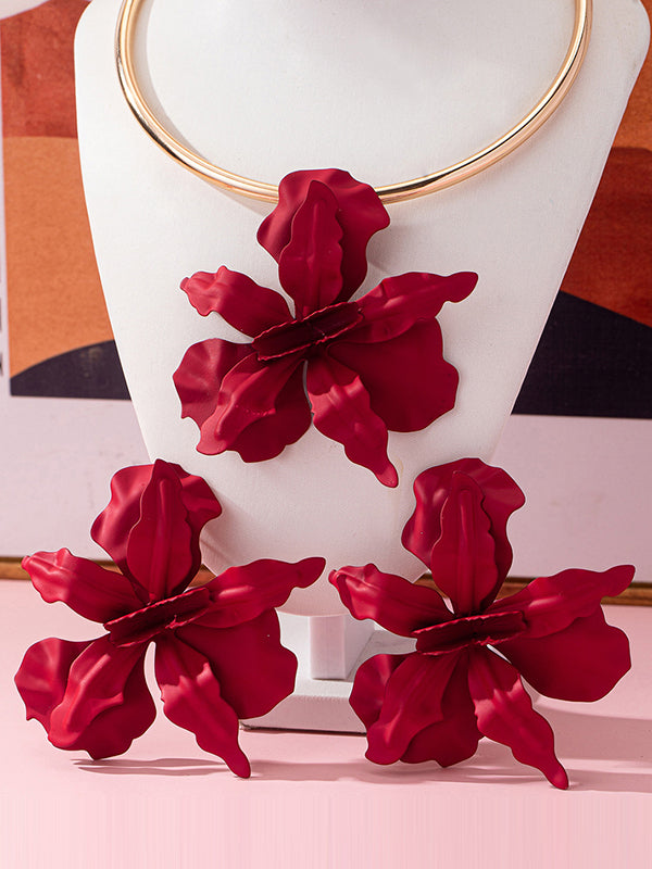 Flower Shape Necklaces Accessories + Drop Earrings