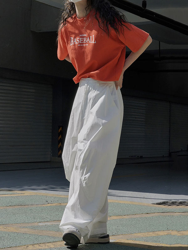 Solid Color Split-Joint Loose Wide Leg Trousers Casual Pants Bottoms
