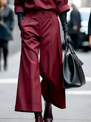 Solid Color Zipper Loose Ninth Pants Trousers Casual Pants Bottoms