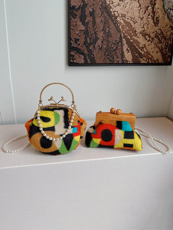 Contrast Color Zipper Handbags Crossbody Bags