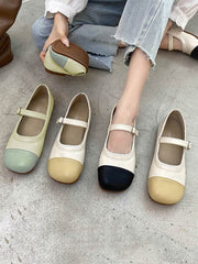 Leisure Contrast Color Split-Joint Flat Heel Loafer Shoes