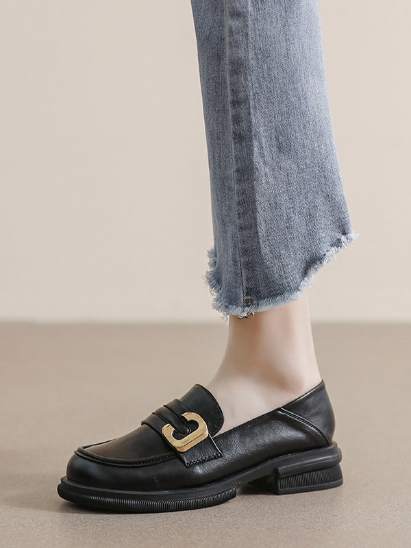 Round-Toe Split-Joint Platform Shoes Loafers
