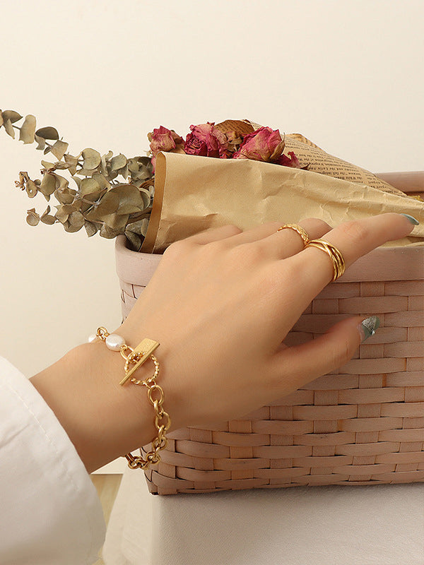 Leisure Simple Geometric Pearl Alloy Bracelet Accessories