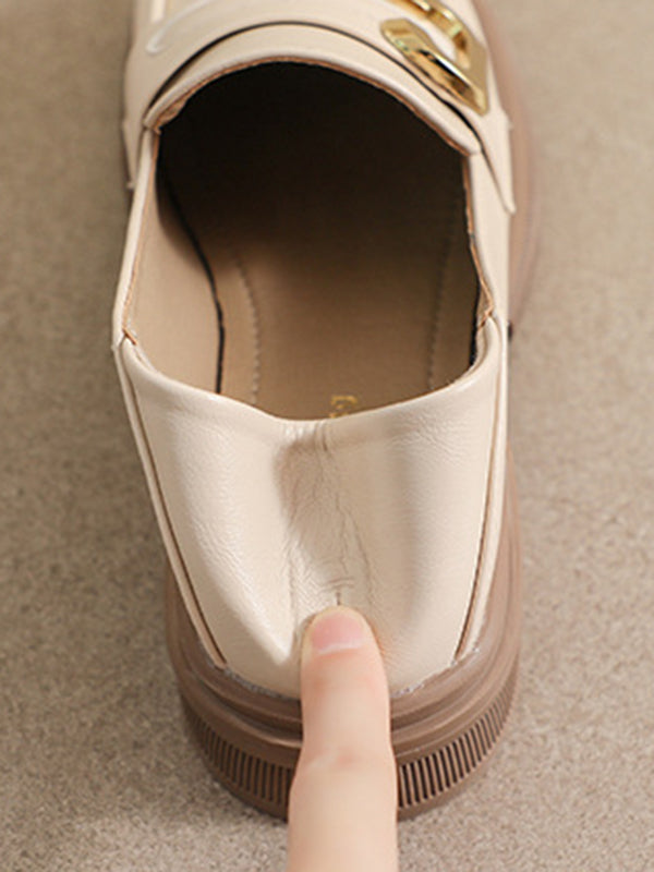 Round-Toe Split-Joint Platform Shoes Loafers