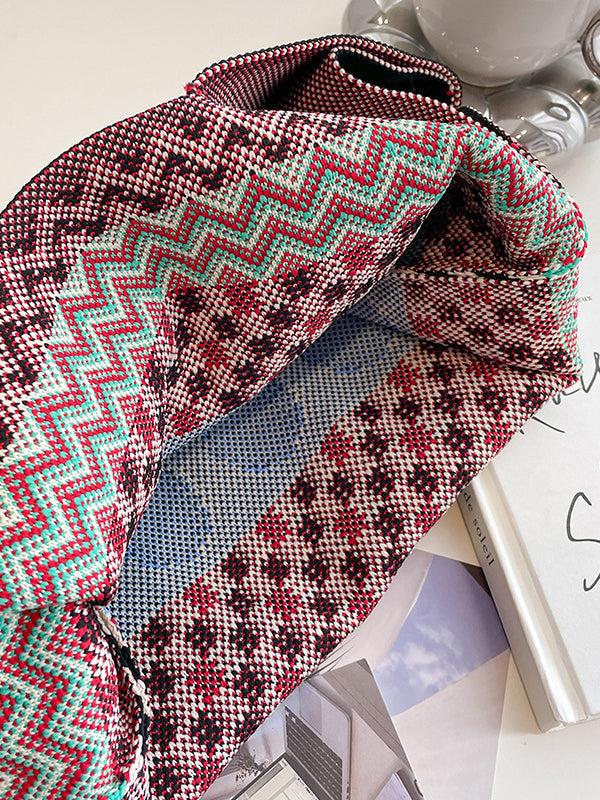 Checkerboard Striped Woven Handbag Bags