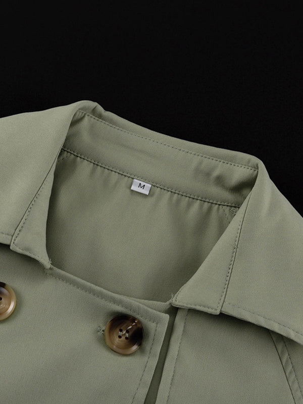Buttoned Long Sleeves Buckle Split-Joint Lapel Outerwear Top + Bodycon Skirts Bottom Two Pieces Set