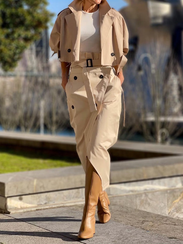 Split-Joint Long Sleeves Loose Lapel Jackets